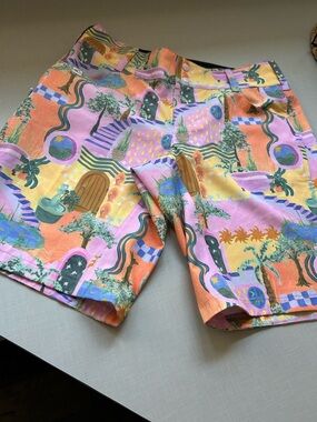 Wild Rye PLAY WILD Colorblock Active Shorts in Black with Multicolor Print